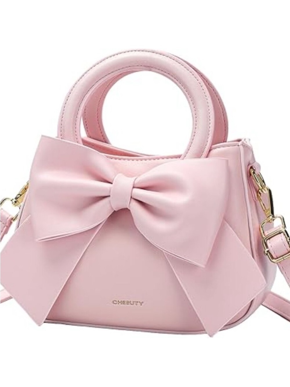 Luxury‎ Style Trendy Purse Pink Vegan Leather Crossbody Bow Bag